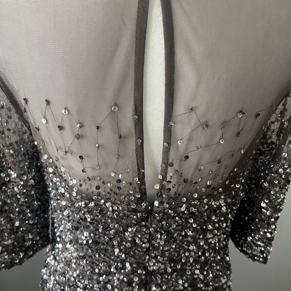 Adrianna Papell Silver Sequin Gown - Picture 7 of 8